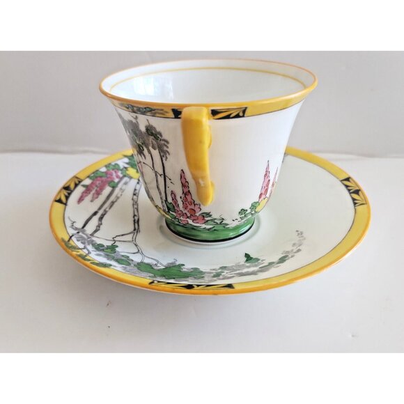 Antique Adderley Ware England Silver Birch Bone China Teacup & Saucer 1910-1919 - Picture 3 of 13